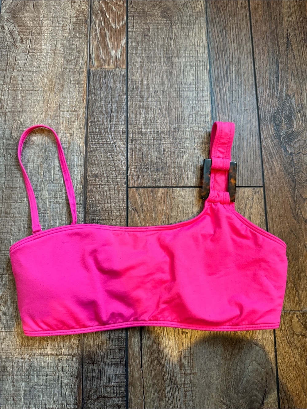 Roxy Hot Pink Swim Top with One-Shoulder Strap